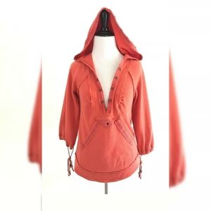 Free People Vneck Hoodie w/Drawstring Sleeves